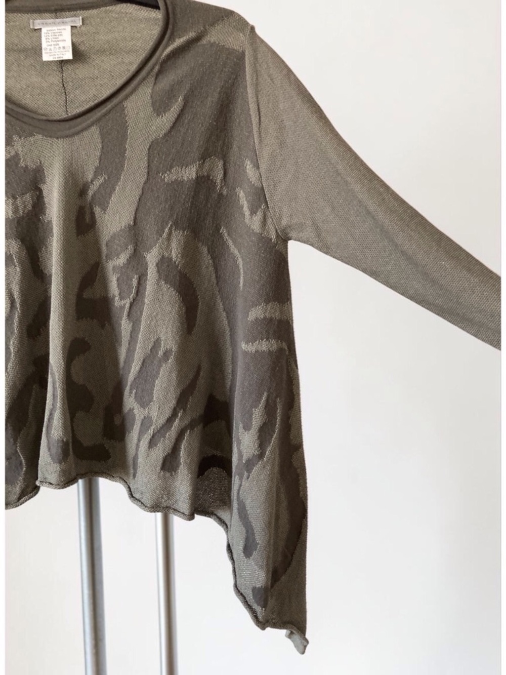 Sarah Pacini Italy Knit Top OS Olive Green Lagenlook Asymmetrical Designer - Picture 4 of 11